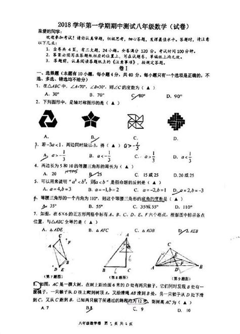 人教版八年级数学上13轴对称试题（图片版）_初二数学_中考网