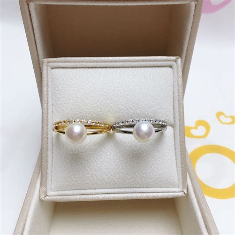 18k金鑽石日本Akoya 珍珠戒指 – Oriental Pearl