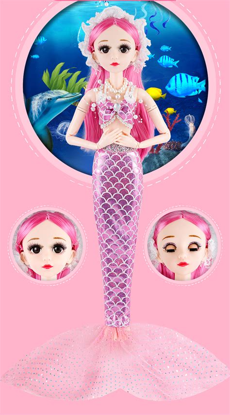 60厘米美人鱼娃娃玩偶人鱼公主儿童女孩过家家玩具女童生日礼餐厨-阿里巴巴