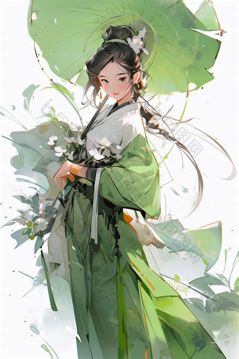 古风竹林头像插画女生版