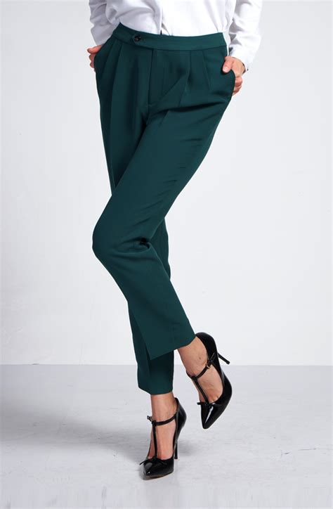 墨绿弯腰时尚九分裤-女装定制 | 拉雅网，拉雅私定，拉雅私人定制，在线定制领导品牌