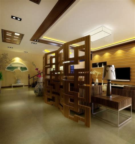 原木中式古典风格客厅装修效果图- 中国风