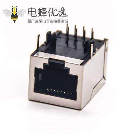 深圳沙井连接器 ，RJ45连接器插座，网络接口 90度插板式18.4MM 连接器