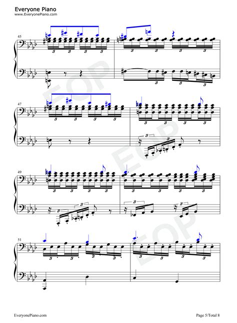 悲怆奏鸣曲第二乐章五线谱预览5-钢琴谱文件（五线谱、双手简谱、数字谱、Midi、PDF）免费下载