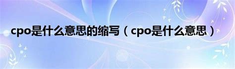 cpo是什么意思的缩写（cpo是什么意思）_华夏智能网