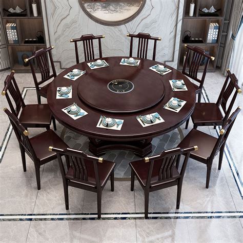 红木家具实木餐桌椅组合现代简约圆形餐台花梨木圆桌刺猬紫檀饭桌-阿里巴巴