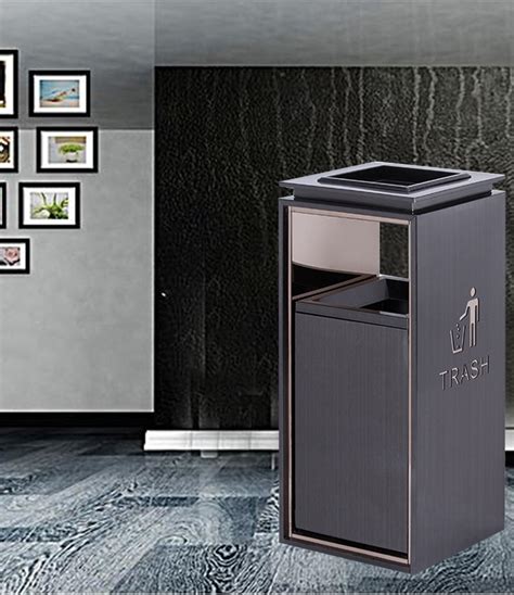 不锈钢垃圾桶酒店商场电梯口立式果皮箱-不锈钢垃圾桶（隐藏）—环保商城