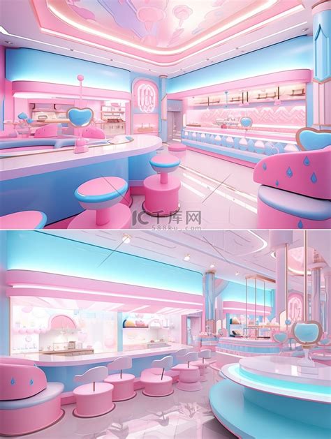 冰淇淋形状的彩色室内装饰1插画图片-千库网