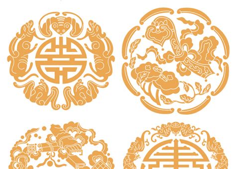 中国风传统吉祥寓意图案古代喜庆祥瑞纹样纹饰PNG免抠EPS矢量素材