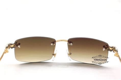 Cartier Crocodile Decor Diamond&Gem Rimless Sunglasses CT6438289 ...