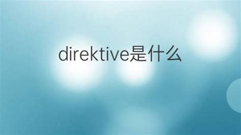 direktive是什么意思 direktive的翻译、读音、例句、中文解释 – 下午有课