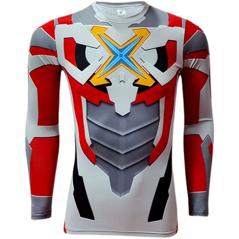 Ultraman X艾克斯奥特曼紧身衣长袖男女成人T恤亲子服装日系透气_虎窝淘