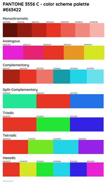 PANTONE 3556 C color palettes and color scheme combinations - colorxs.com