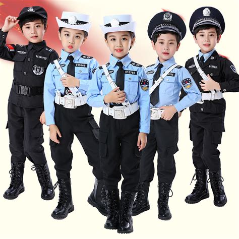 儿童警察服小特警演出服交警制服幼儿园男女小军装小公安表演服套-阿里巴巴
