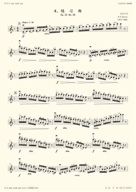 《10、第五级（练习曲）4.练习曲(Op.20 No.28)[开塞]-中央音乐学院（小提琴）校外音乐水平考级曲目》,中央音乐学院（五线谱 小 ...