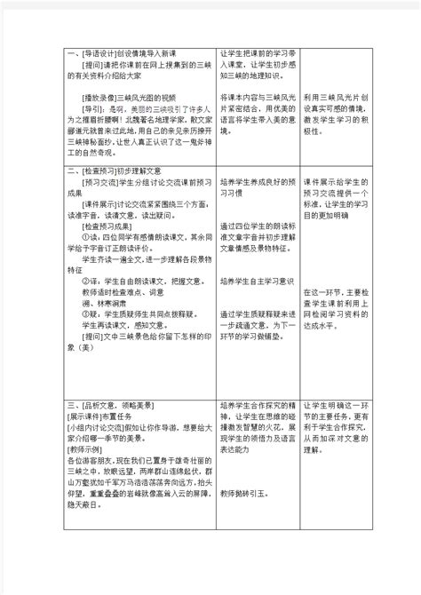初中语文_《三峡》教学设计学情分析教材分析课后反思_文档之家