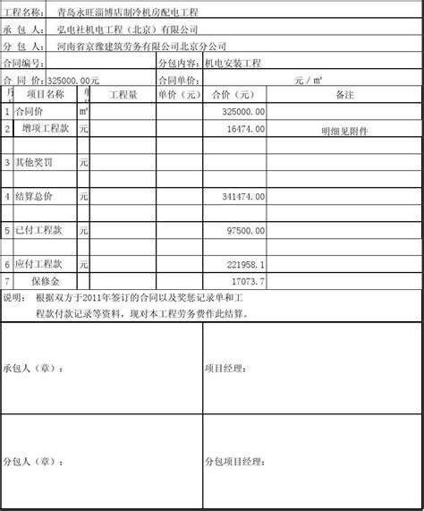 工程结算单.xls1_word文档在线阅读与下载_无忧文档