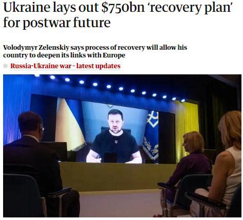 乌克兰称重建需要7500亿美元，并且展示了这张“分包”地图……