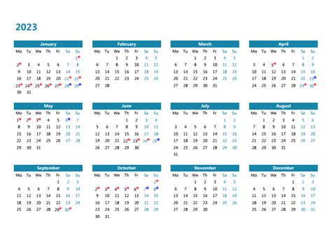 2023年日历表 中文版 纵向排版 周一开始 带农历 日历模板(DF005-810) - 日历表2023年日历打印下载
