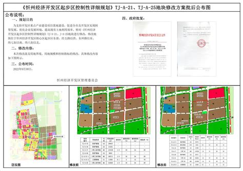 《忻州经济开发区起步区控制性详细规划》TJ-A-21、TJ-A-25地块修改方案批后公布图
