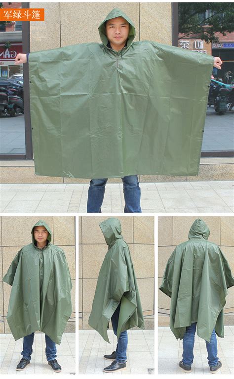 厂家直销户外连体迷彩雨衣连体军绿户外用徒步保安执勤雨衣雨披-阿里巴巴