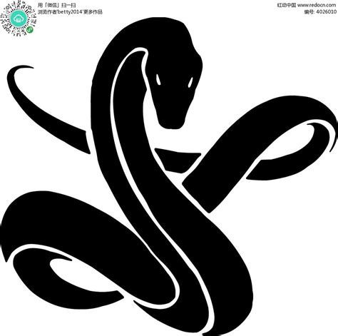 黑色线描蟒蛇漫画EPS素材免费下载_红动网