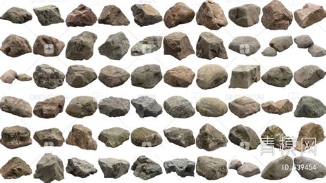 【岩石 石头组合3D模型】_黄现代岩石 石头组合3d模型下载_ID539454_免费3Dmax模型库 - 青模3d模型网
