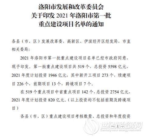 11个风电项目 洛阳市2021年第一批重点建设项目名单发布_世纪新能源网 Century New Energy Network