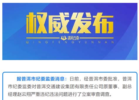 开屏新闻-普洱交通建设集团有限责任公司原董事、副总经理赵云翔被双开