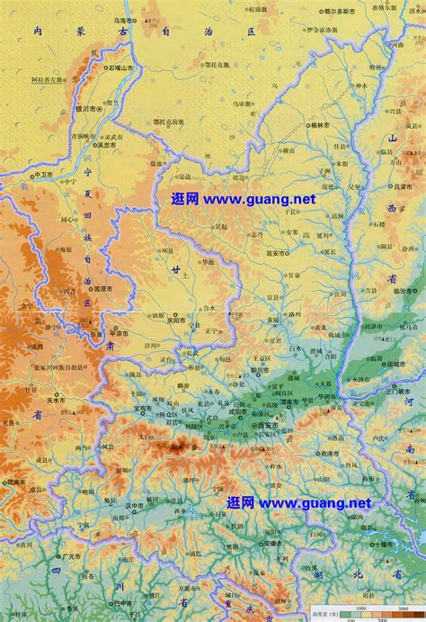 陕西省地形图图片