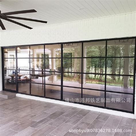 佛山工厂定制美式别墅商铺简单方格铁门双层钢化玻璃隔音隔热铁窗-阿里巴巴
