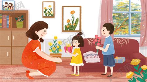 母亲节插画系列—妈妈和女儿|插画|商业插画|温暖的文文_原创作品-站酷ZCOOL