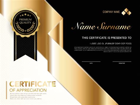 diploma certificate template black and gold color with luxury and ...