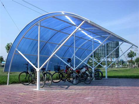 膜结构张拉膜车棚、遮雨防晒膜结构自行车棚_CO土木在线