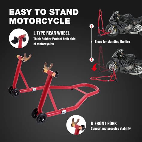 Buy Jack Boss Motorcycle Stand Front and Rear Combo Wheel Lift Stands ...