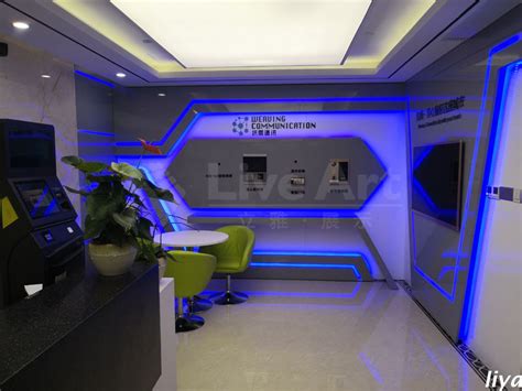 广州织网通讯科技有限公司企业展厅企业形象墙设计装修