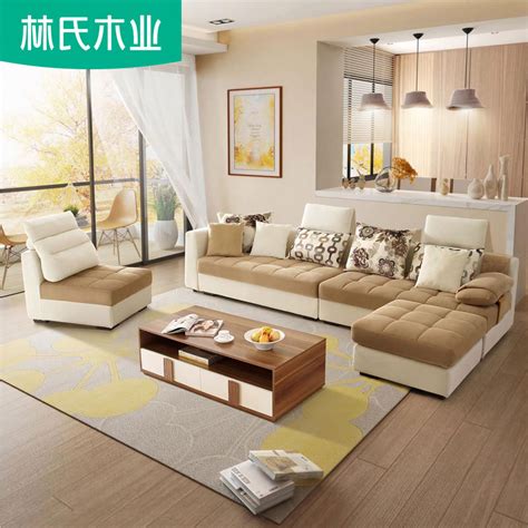 林氏木业简约现代大户型布艺沙发客厅整装转角沙发U型组合家具996多少钱-什么值得买