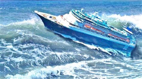 实拍轮船在深海遇大浪，船简直在空中飞，震撼人心的视觉效果_腾讯视频