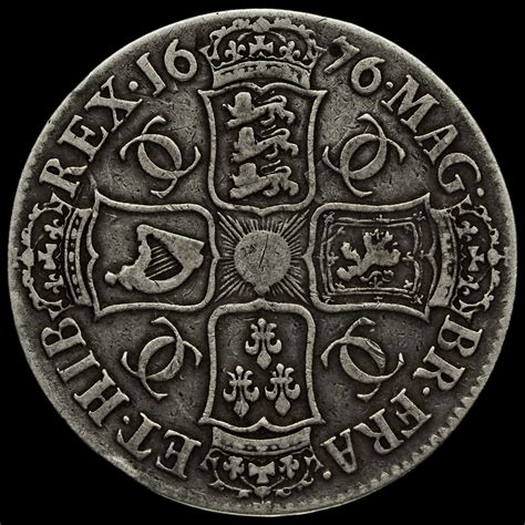 1676 Charles II Early Milled Silver Vicesimo Octavo Crown #2