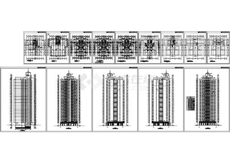 某小区高层框架结构住宅楼初步设计cad全套建筑图纸（含每层建筑面积）_居住建筑_土木在线