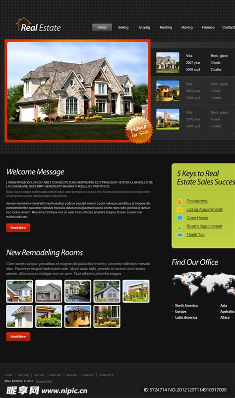 房屋出售企业网站模板设计图__英文模板_ web界面设计_设计图库_昵图网nipic.com