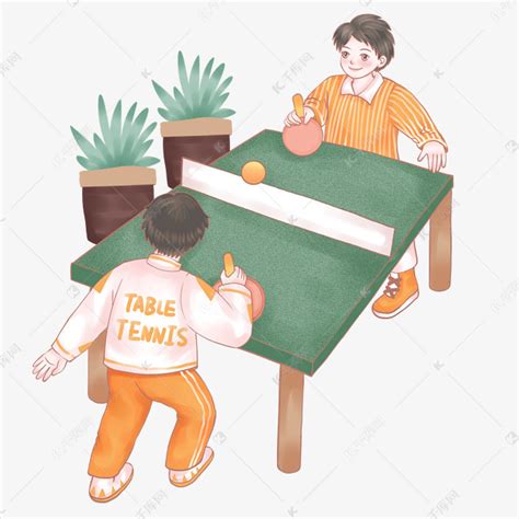 手绘卡通打乒乓球的少年素材图片免费下载-千库网