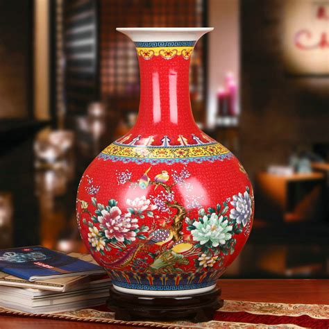 景德镇红色陶瓷客厅大花瓶图片价格表 - 雅道陶瓷网