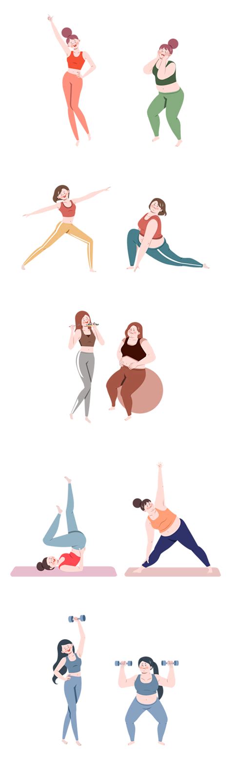 在家健身 练习瑜伽 减肥对比 PNG免抠图