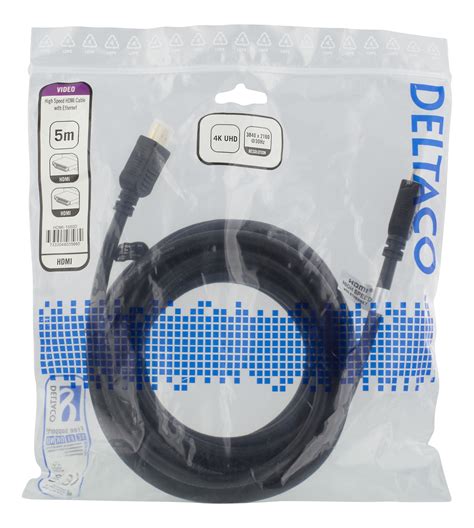 HDMI-1050D Deltaco High-Speed HDMI cable, 5m, Ethernet, 4K UHD, black