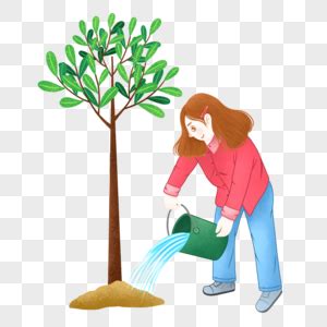 植树节之给小树苗浇水元素素材下载-正版素材401901830-摄图网