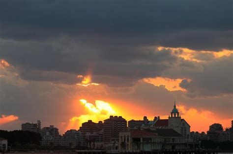 Premium Photo | Sunset over city
