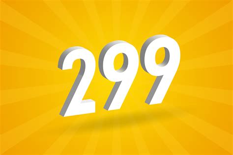3D 299 number font alphabet. White 3D Number 299 with yellow background ...