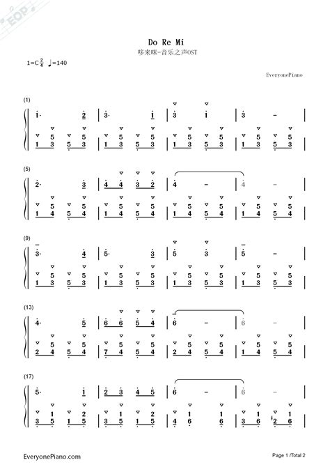 Do Re Mi-哆来咪-音乐之声OST双手简谱预览1-钢琴谱文件（五线谱、双手简谱、数字谱、Midi、PDF）免费下载