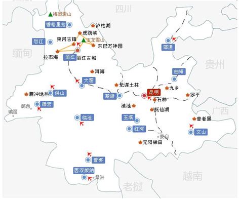 云南景点分布图图片